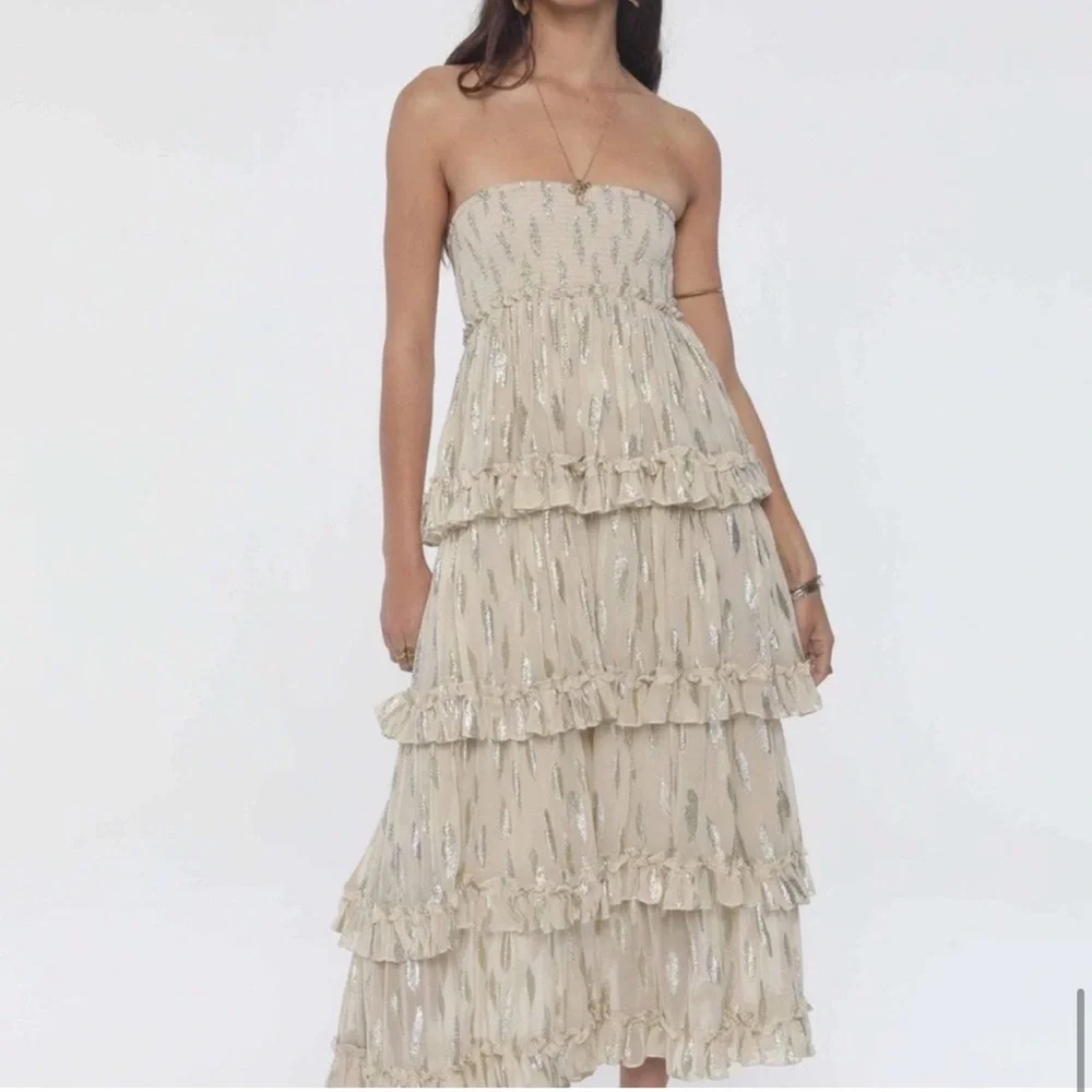 ❤️SOLD OUT❤️Function & Fringe Edit | Jen's Pirate Booty Cream Maxi Dress Set - Picture 5 of 5